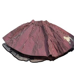 Great Escape Poodle Skirt Vintage 50s Style Pink Gingham Metallic Tulle Medium